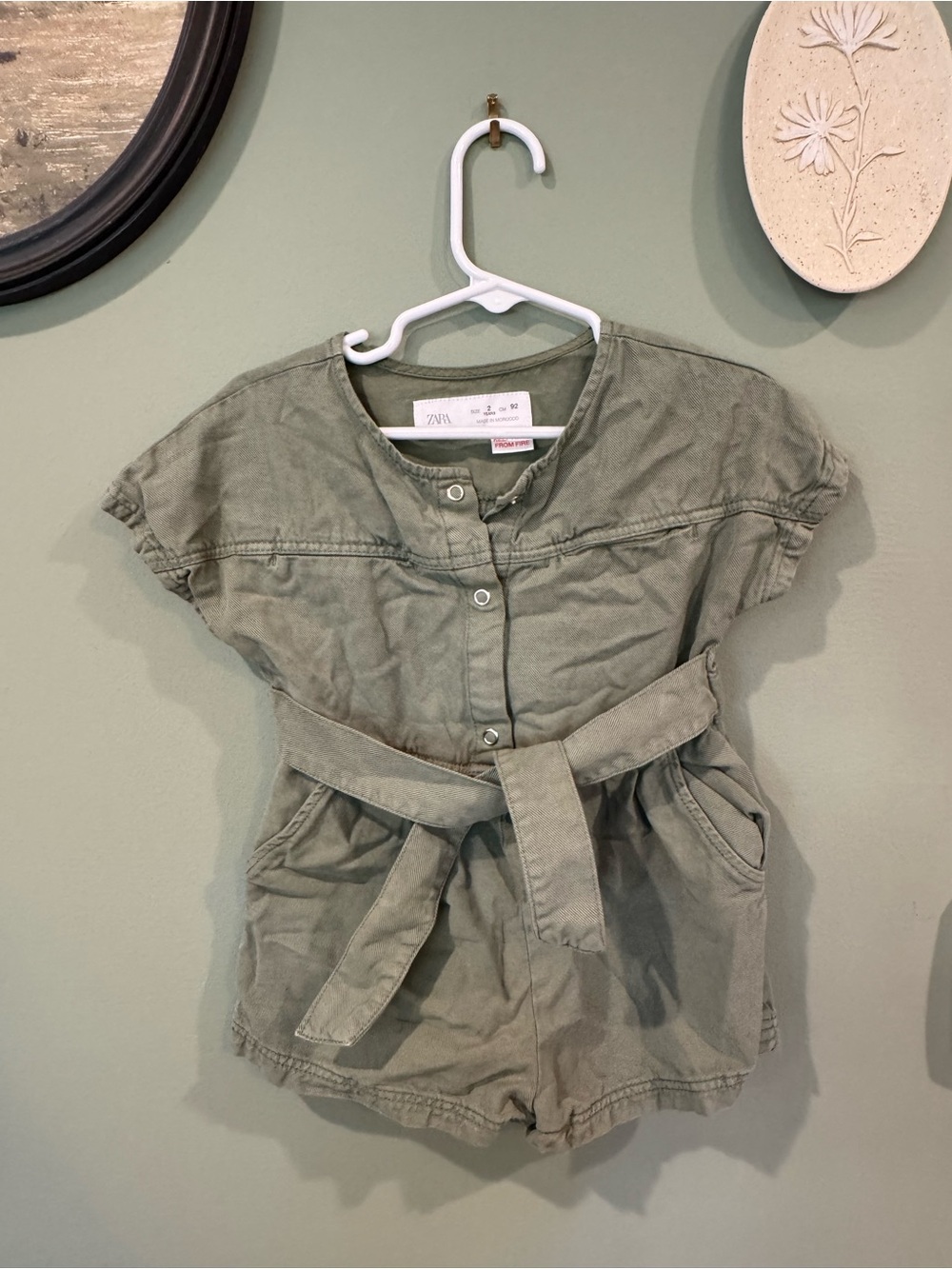 ZARA girls green short sleeved romper